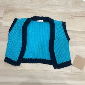 Zara Teal and Black Knit Shrug